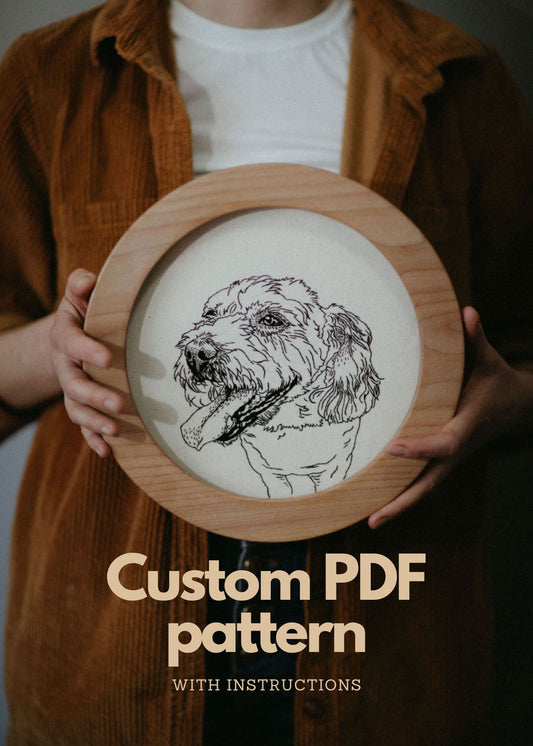 Custom Pet Portrait Embroidery Pattern PDF - 6" - 8"