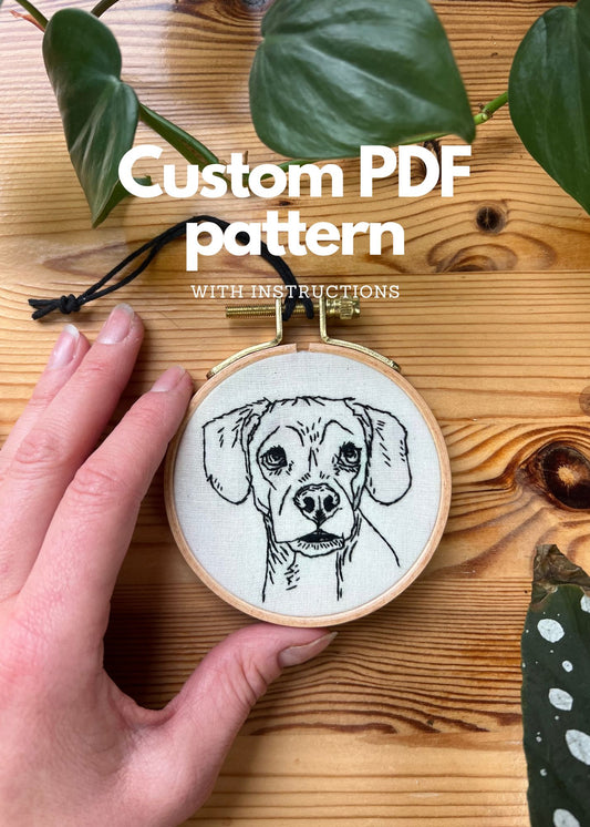 Custom Pet Portrait Embroidery Pattern PDF - 3" - 5"