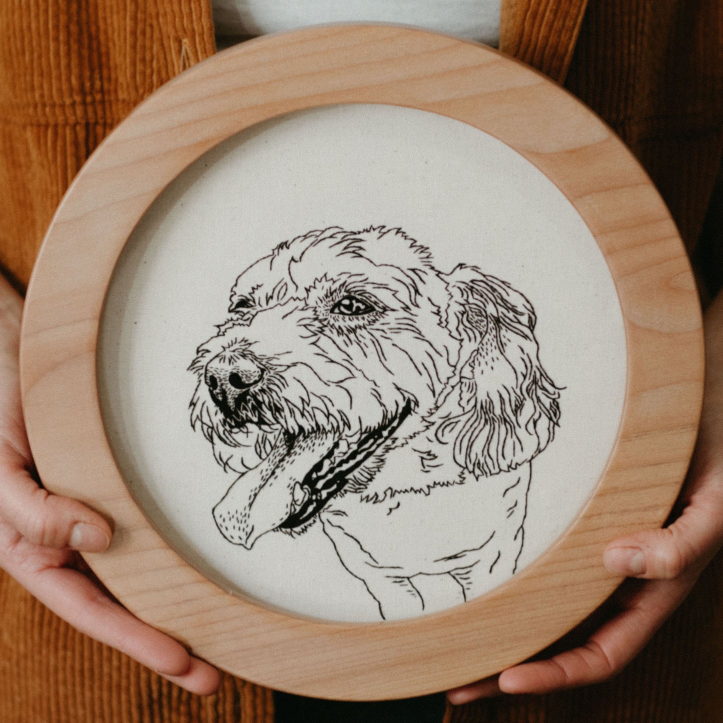 DEPOSIT - Embroidered Pet Portrait Linework Commission